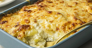 Potato gratin - bulvių gratinas / pyragas su džiovintais grybais