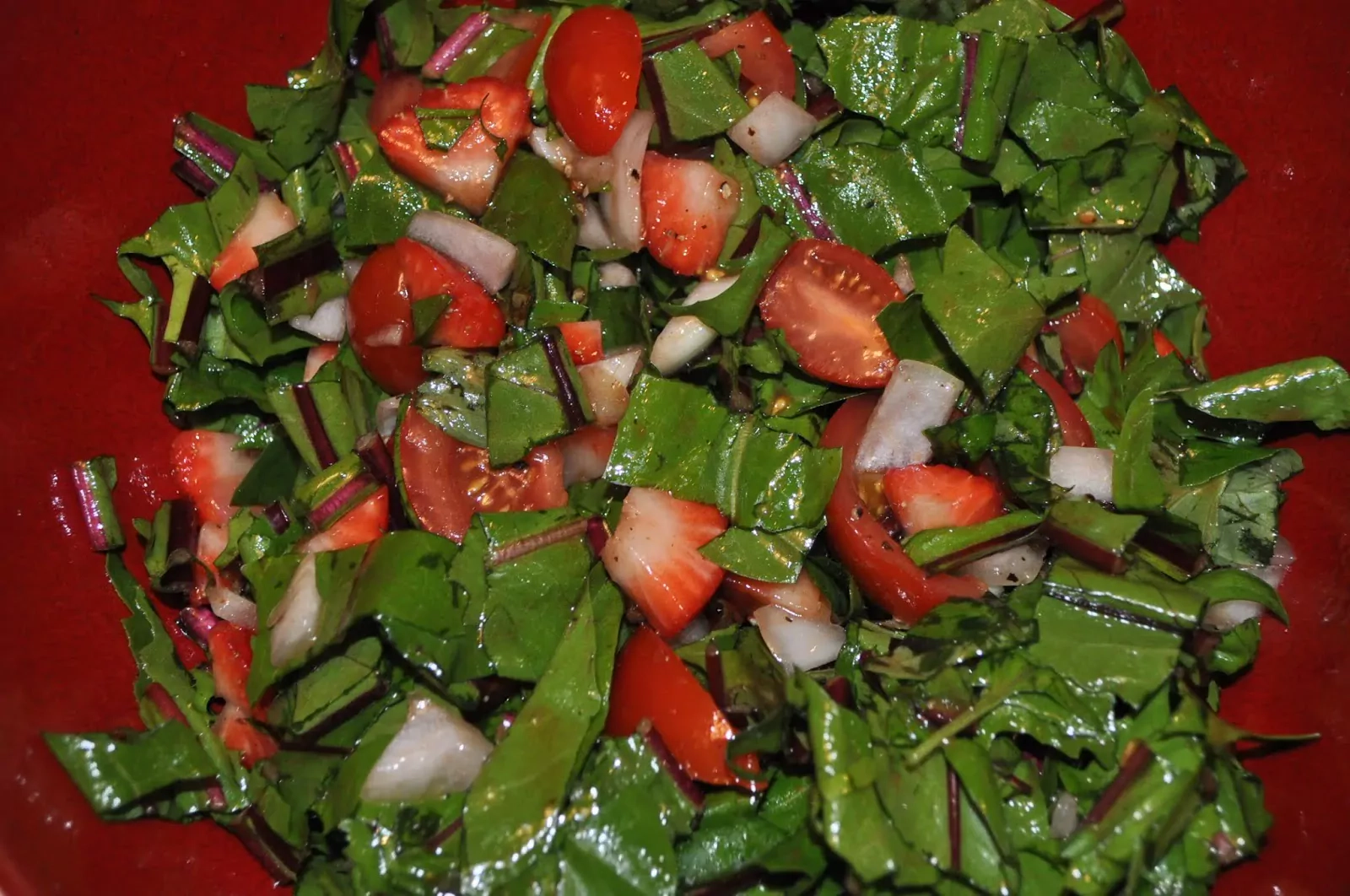 RAW pienių lapų salotos su braškėmis ir špinatais