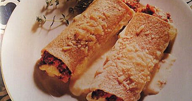 Rupių miltų makaronai "Cannelloni" su mėsos įdaru
