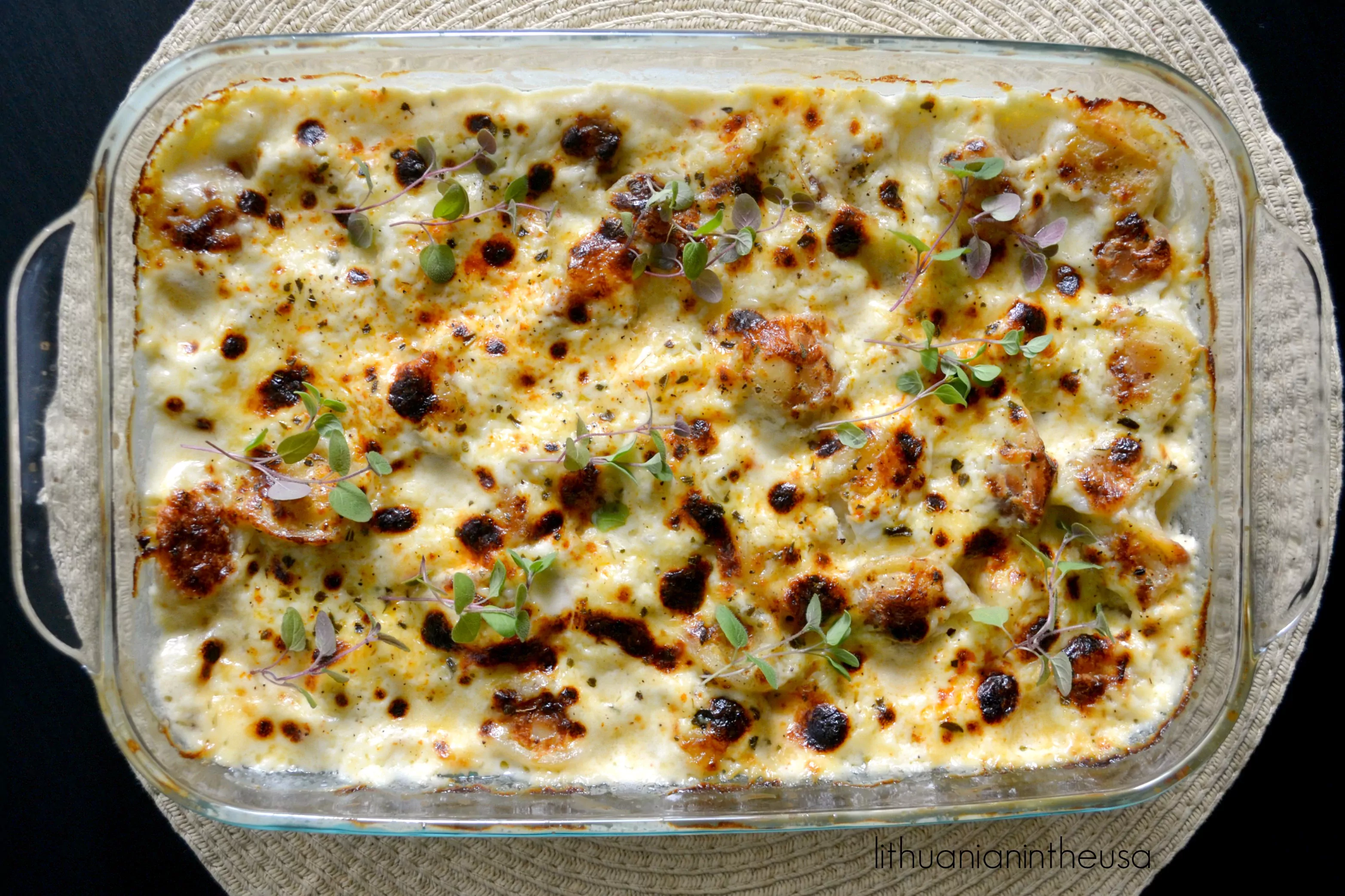 Koldūnų užkepėlė su sūriu ir grietinėle, užkepti orkaitėje