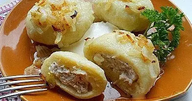 Faršu įdarytos bulvių "geldelės". Dieviname visa šeima!