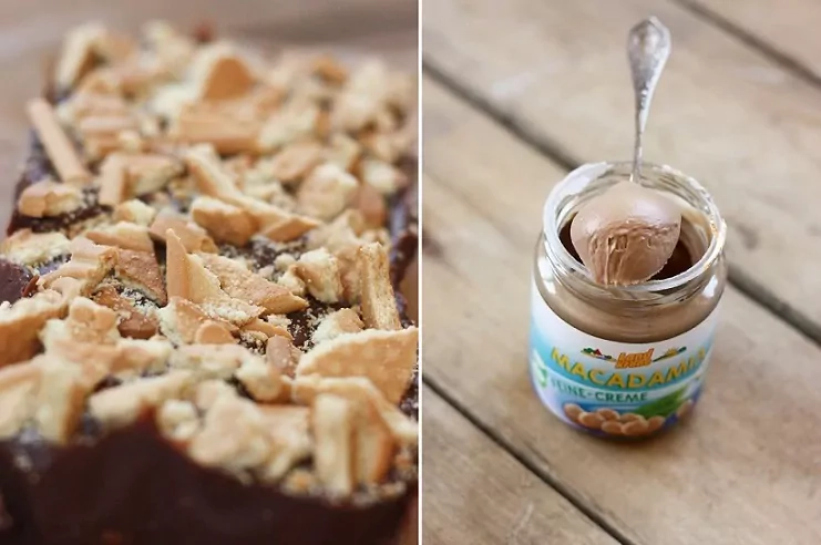 Sausainių pyragas su makadamijų riešutų sviestu