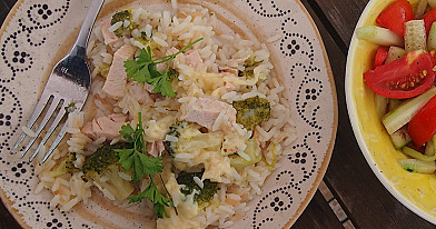 Greitas kalakutienos ir brokolių troškinys su ryžiais