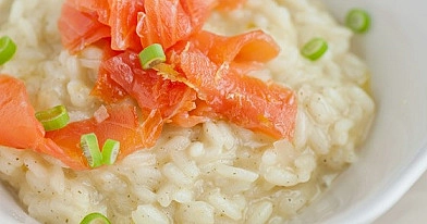 Champagner Risotto mit Räucherlachs