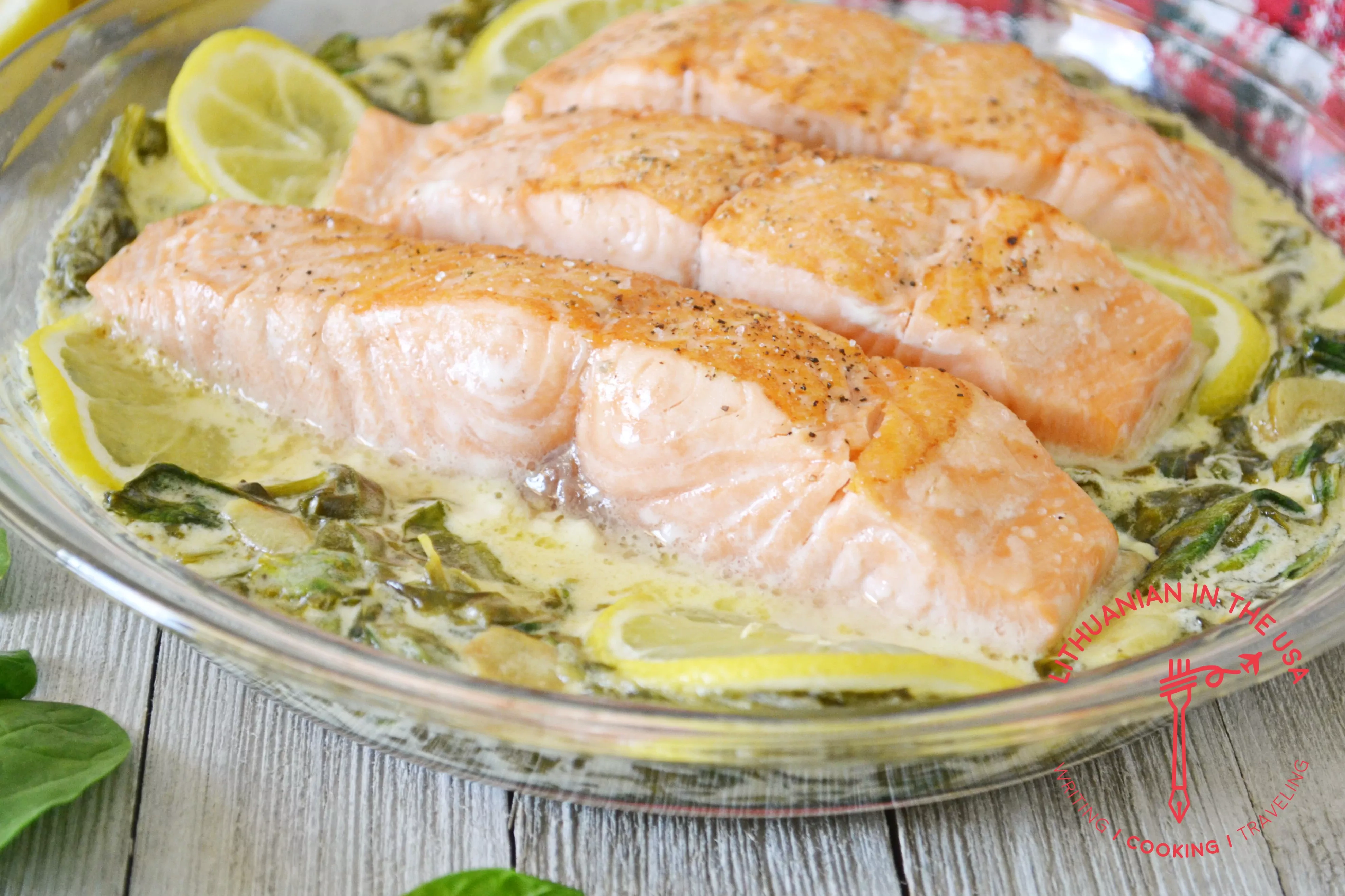 Salmon with Creamy Spinach