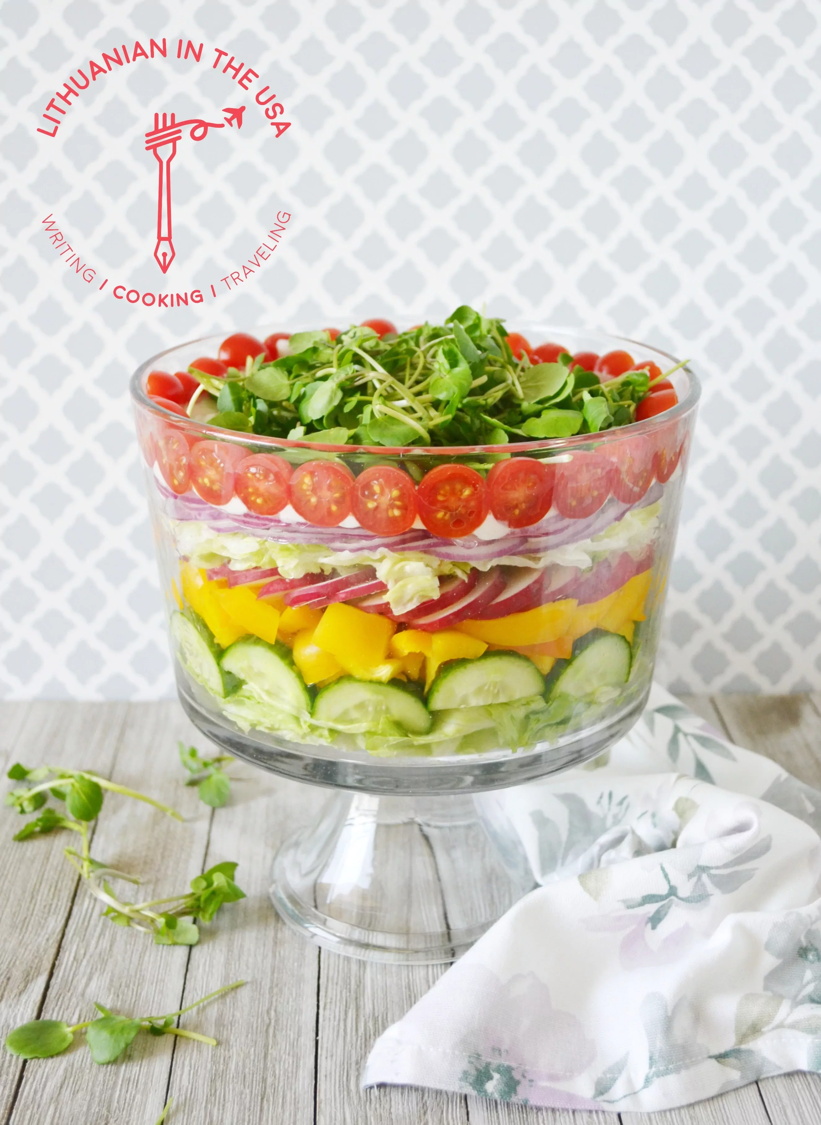 Layered Salad with Homemade Dressing