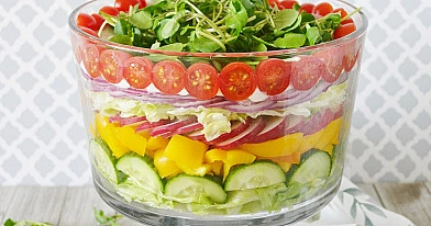 Layered Salad with Homemade Dressing