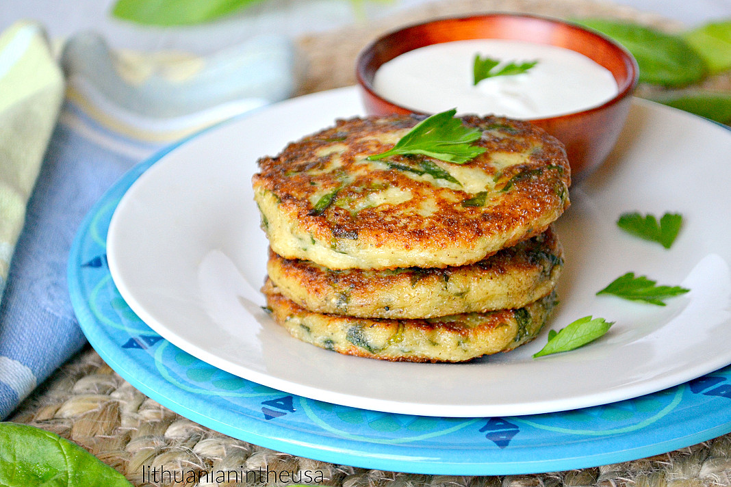 Farmer Cheese Pancakes with Spinach