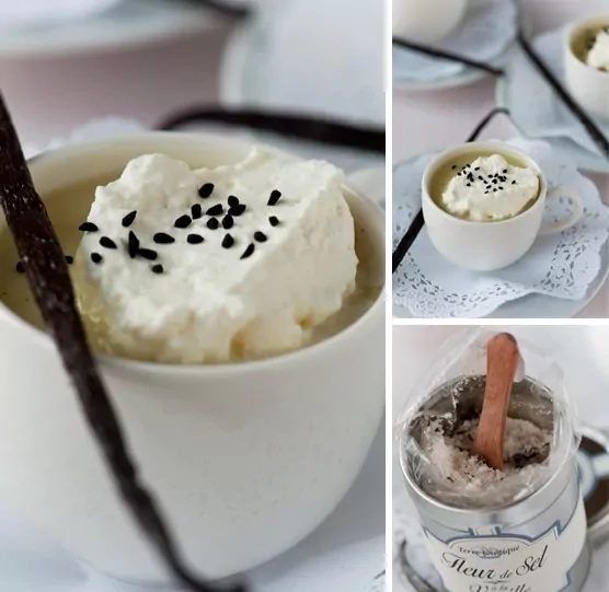 Schwarzwurzelcremesuppe mit Vanille-Sesam-Häubchen