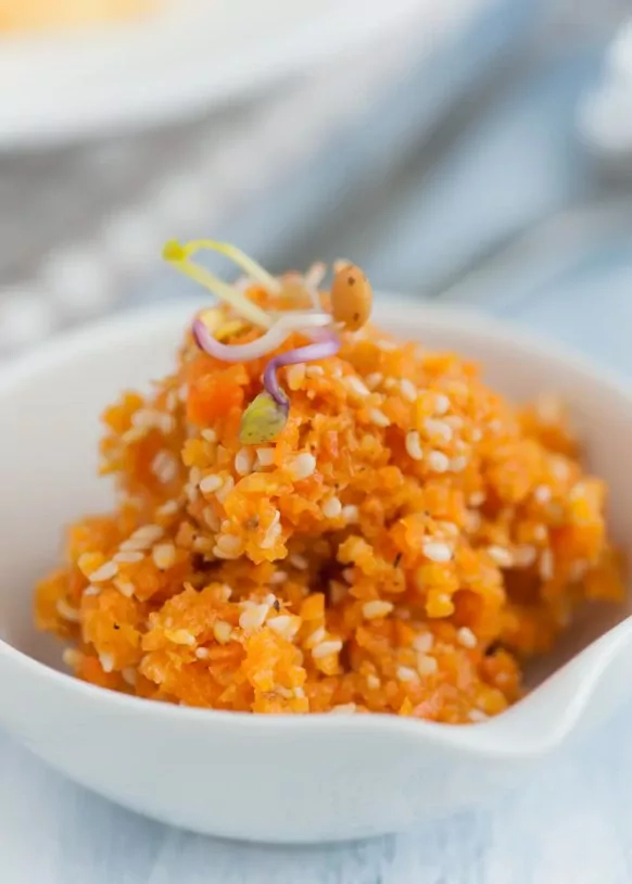 Möhrenkaviar und Spaghetti