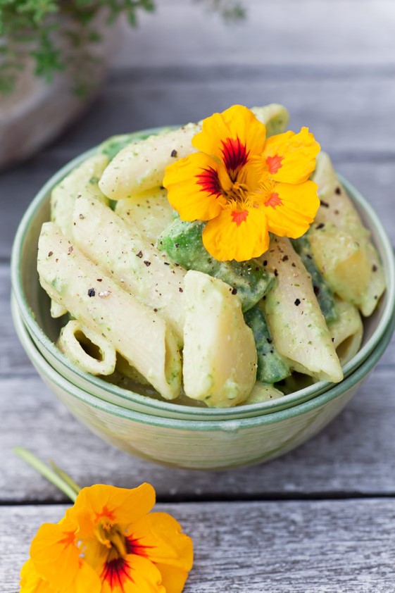 Pastasalat alla Genovese Nudelsalat mit grünen Bohnen, Kartoffeln und