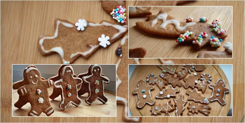 Dekoruoti sviestiniai kalėdiniai sausainiai