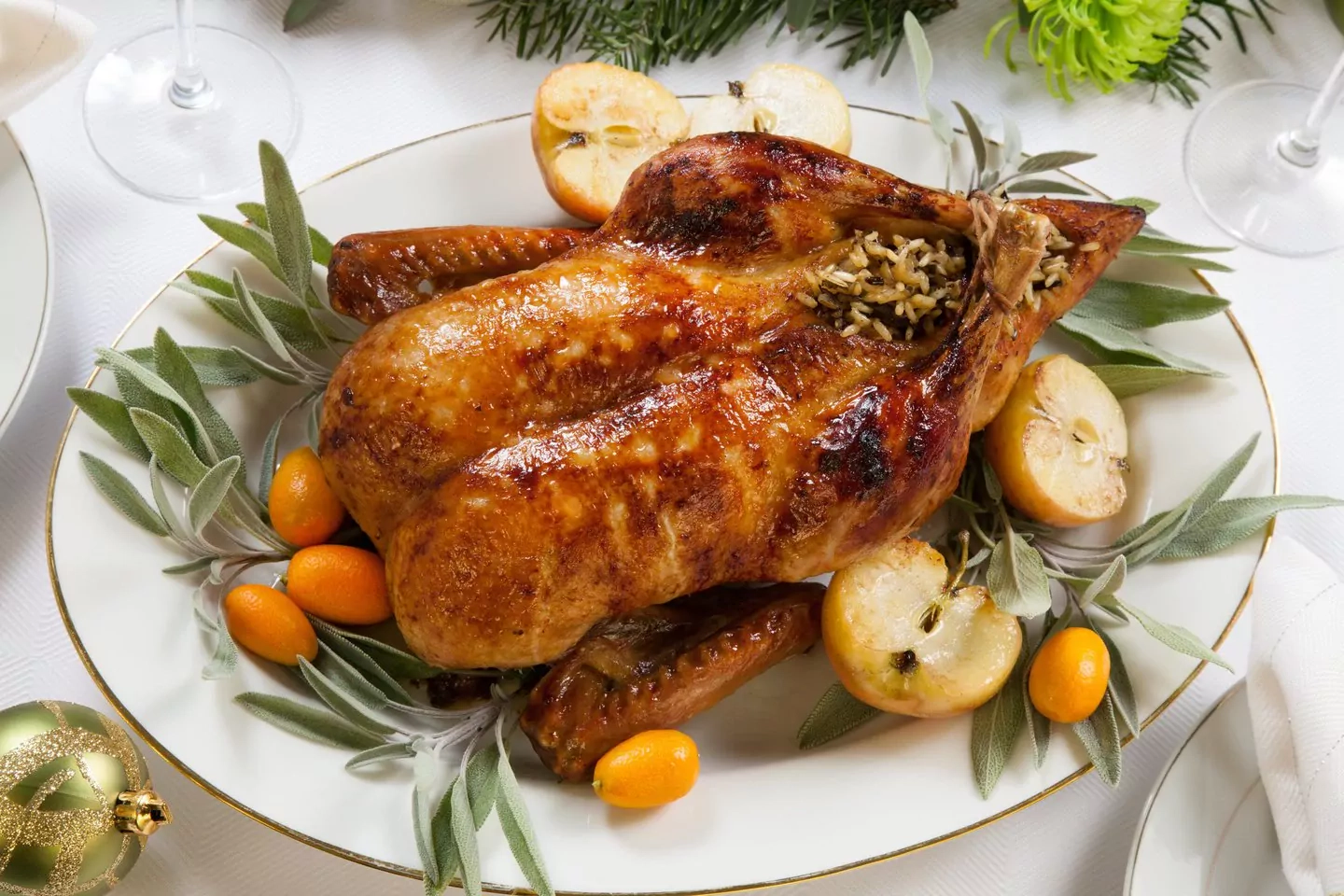Pieczona kaczka z ryżem i żurawiną