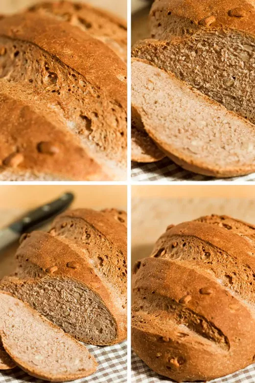 Walnuss Mandel Brot - Weißbrot mit Vorteig und Vollkornanteil