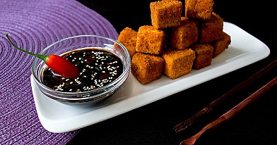 Fried Tofu with Sesame-Soy Dipping Sauce