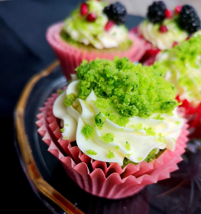 Moos-Cupcakes - grüne Cupcakes mit Mascarpone und Nougatcreme