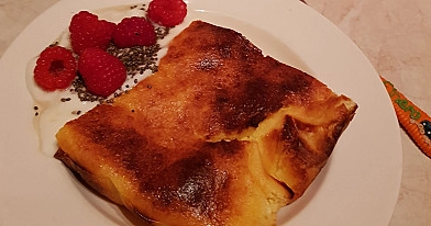 Varškės apkepas be manų ir be kvietinių miltų