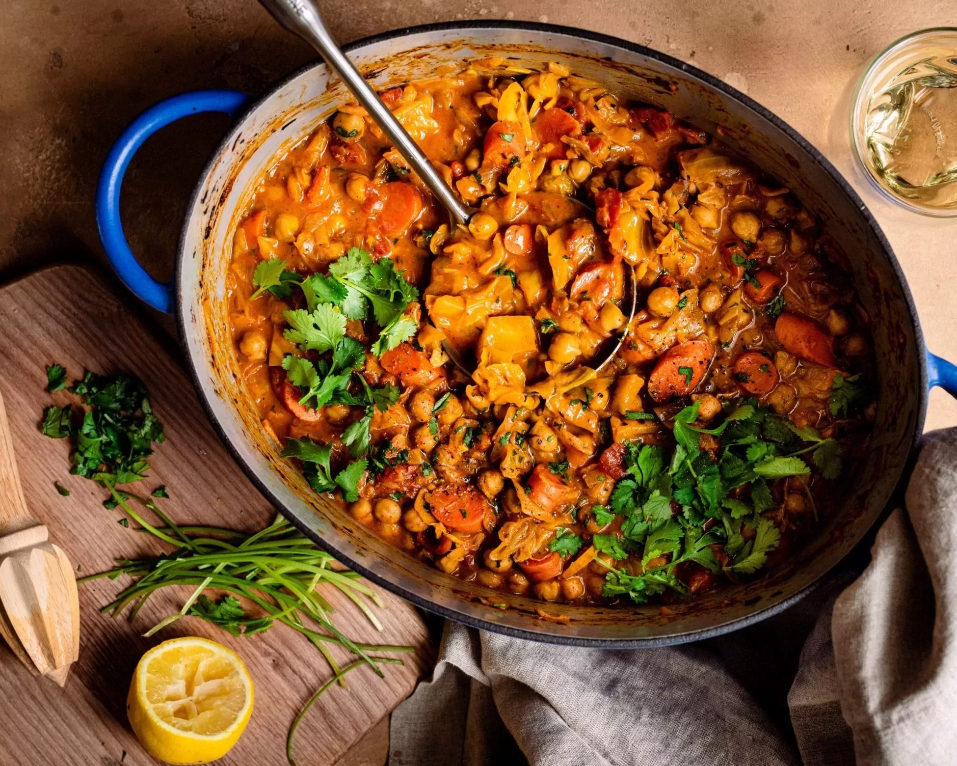 Indischer Kichererbseneintopf - Curry mit Kokosnussmilch