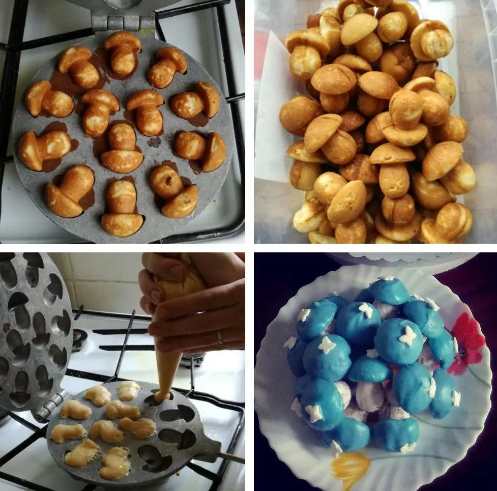 Naminiai biskvitiniai grybukai