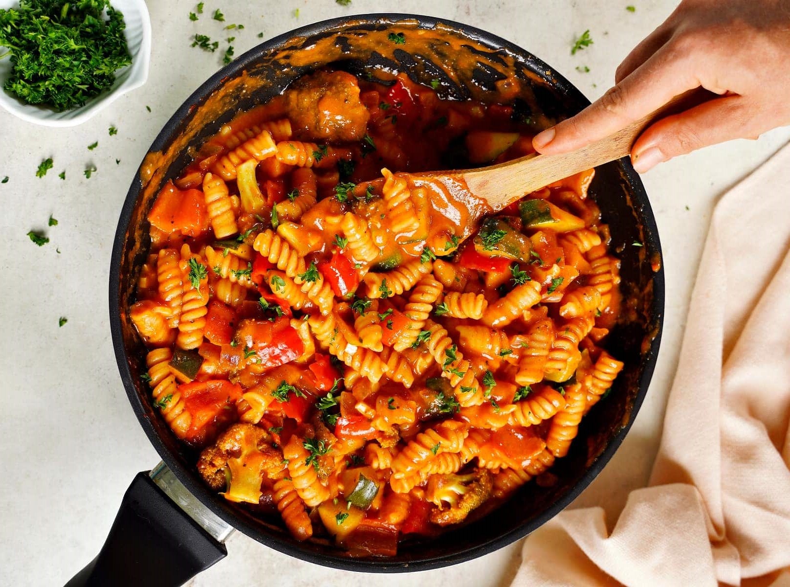 Easy Tofu Tomato Pasta With Vegetables