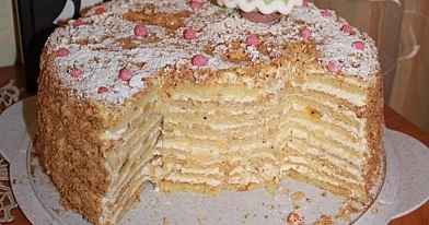 Торт со сметанным кремом, ананасами и киви от рамуне