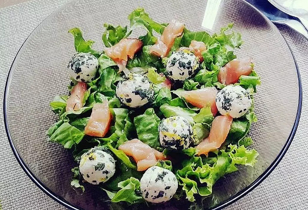 Cold Salmon salad with Cottage Cheese