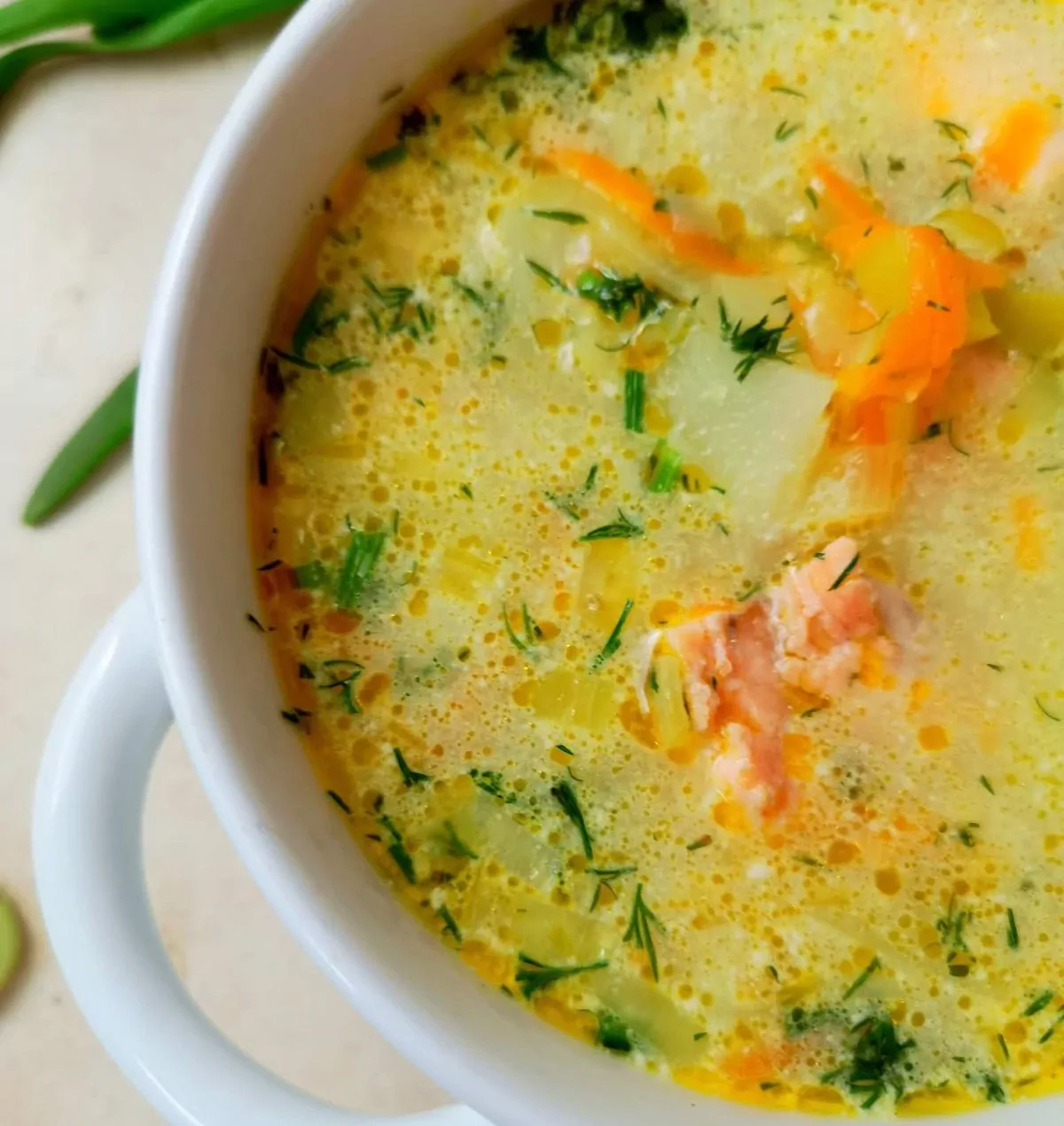 Soup with Leeks and Salmon