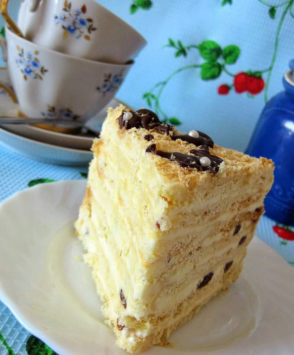 Napoleonkuchen mit Zitronenkondensmilchcreme