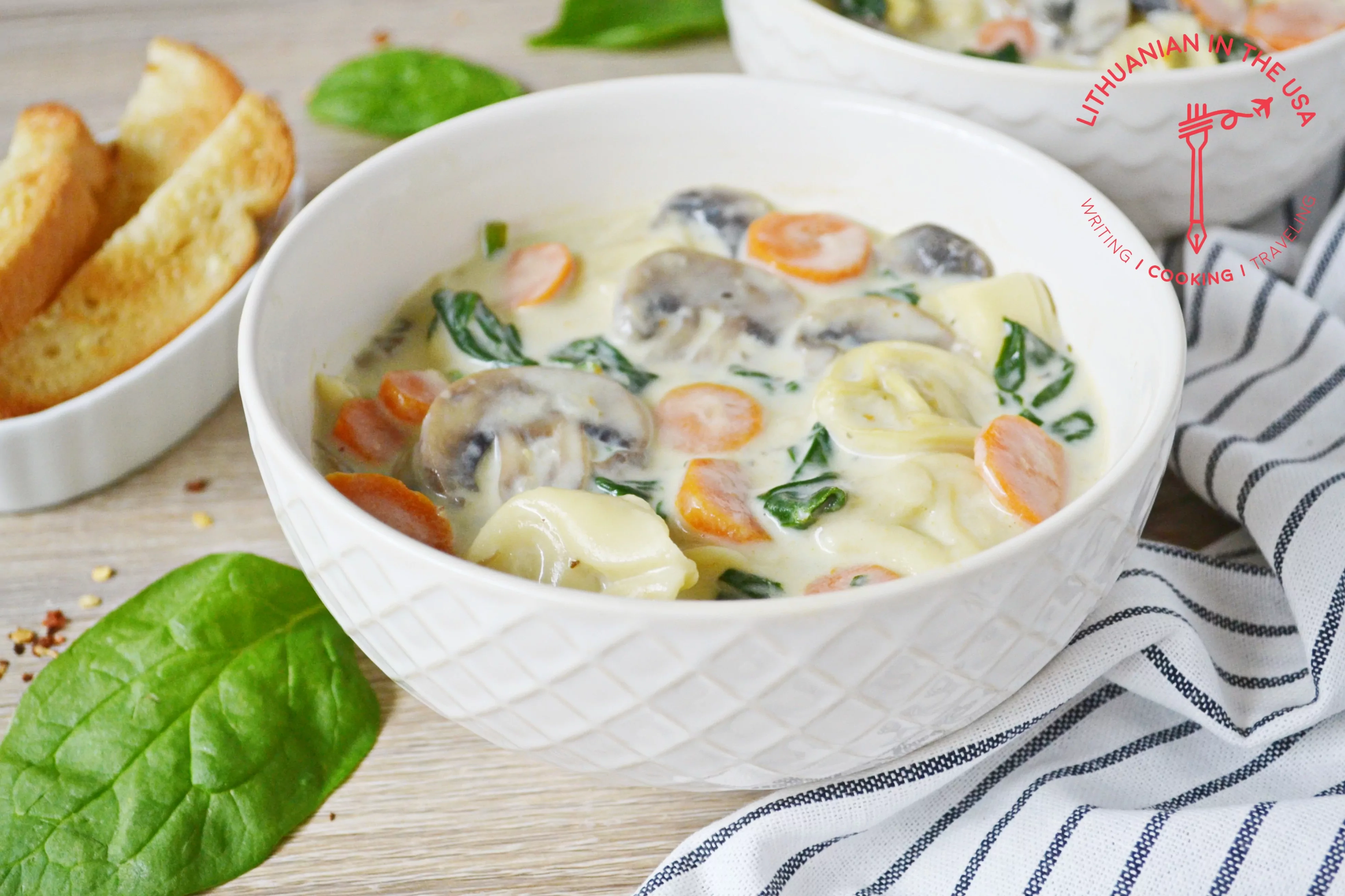 Tortellini (Knödelsuppe) mit Gemüse und Pilzen