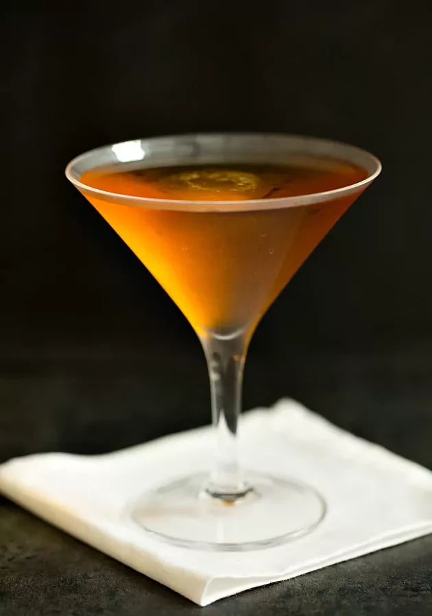 Stinger - alcoholic cocktail with brandy and mint liqueur