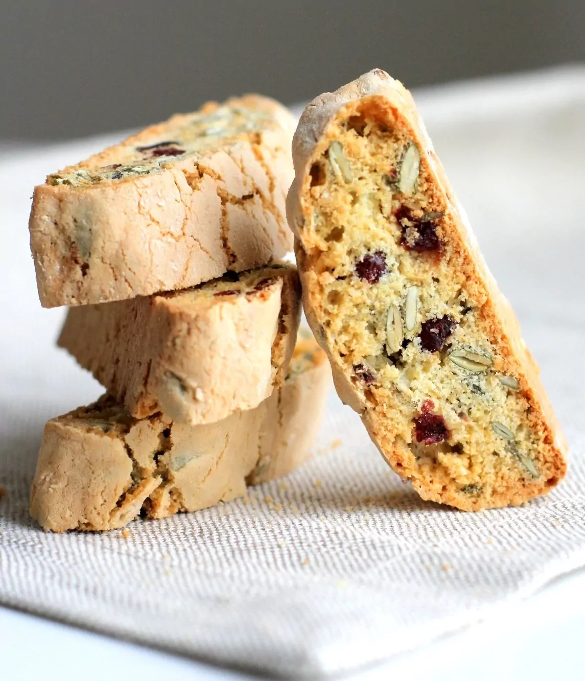 Pumpkin seed and dried cranberry biscotti cookies