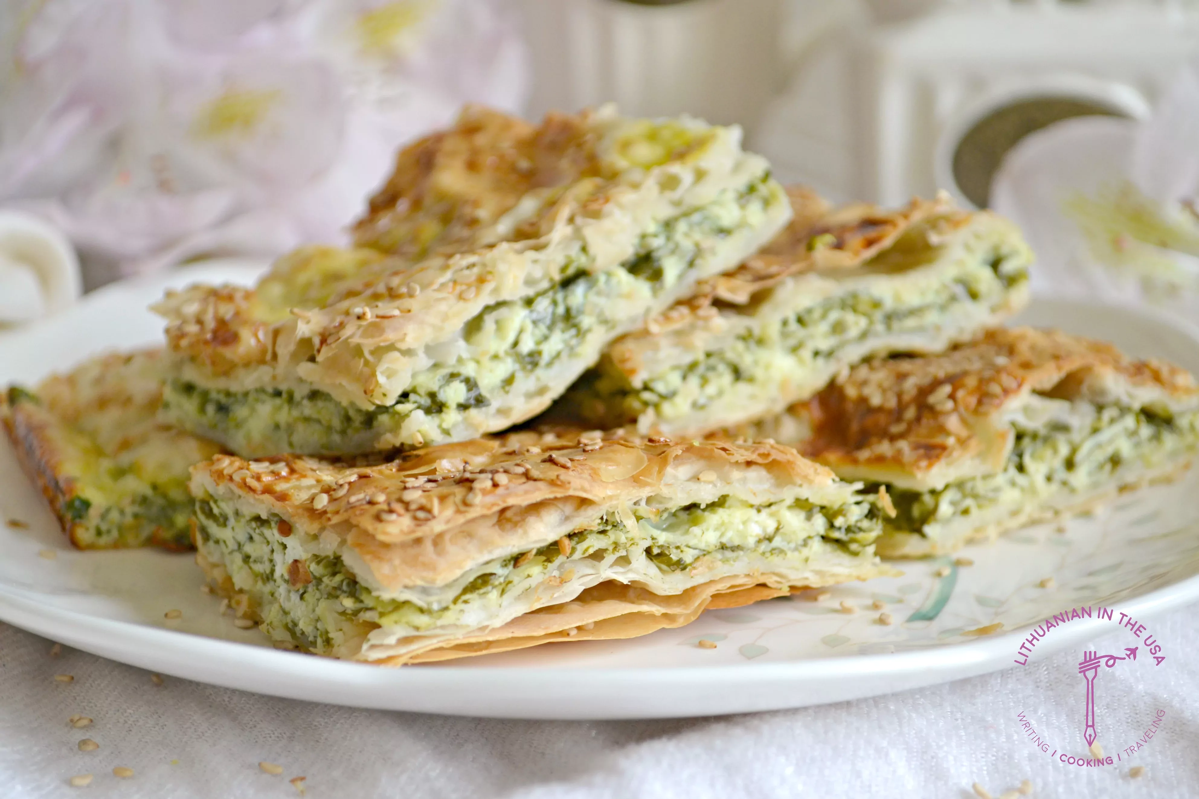 Turkish Borek with feta cheese and spinach