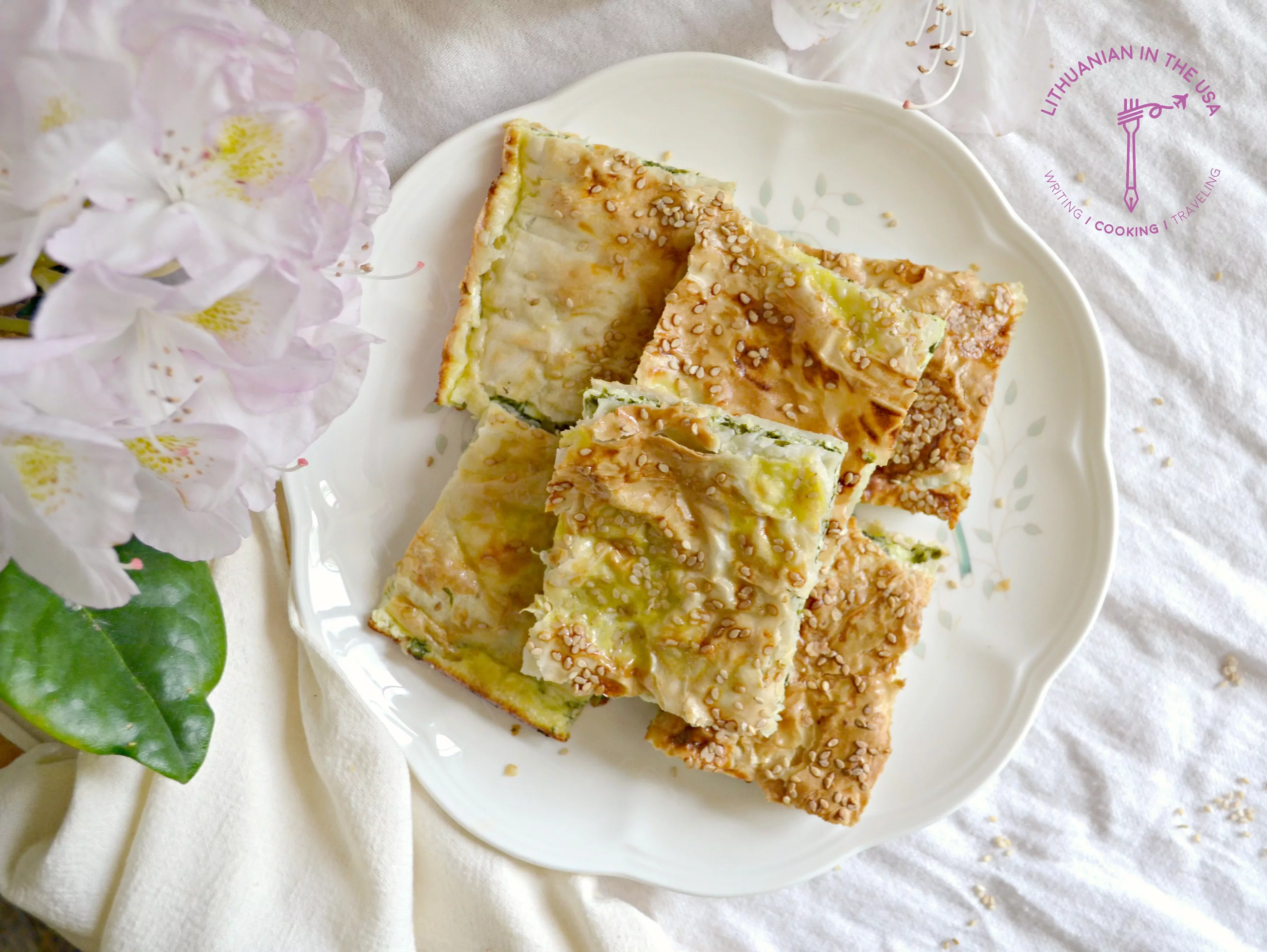 Turkish Borek with feta cheese and spinach