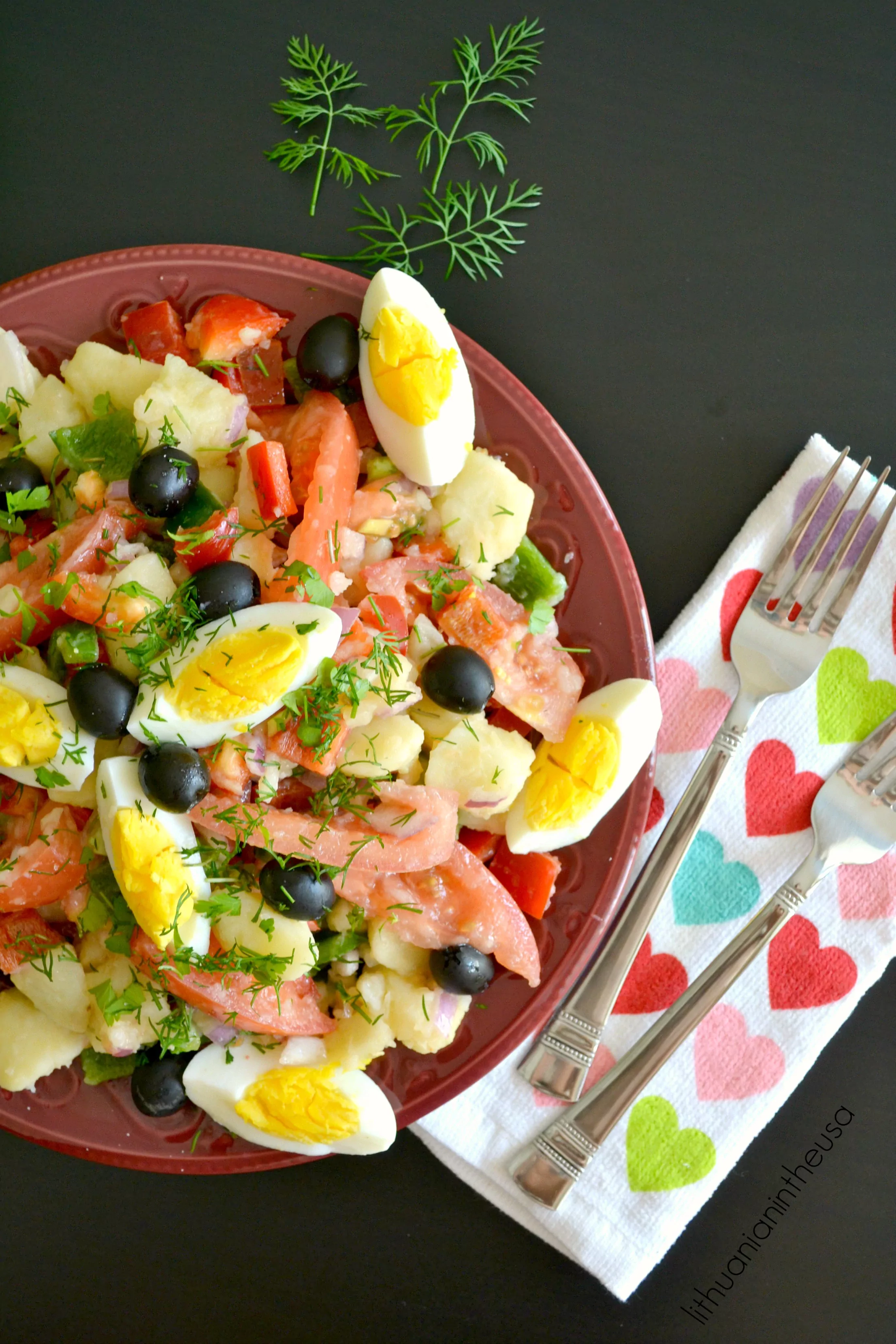 Spanish country salad with potatoes and eggs (Ensalada campera)