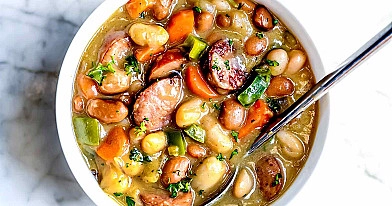 Smoked sausage stew with beans and vegetables