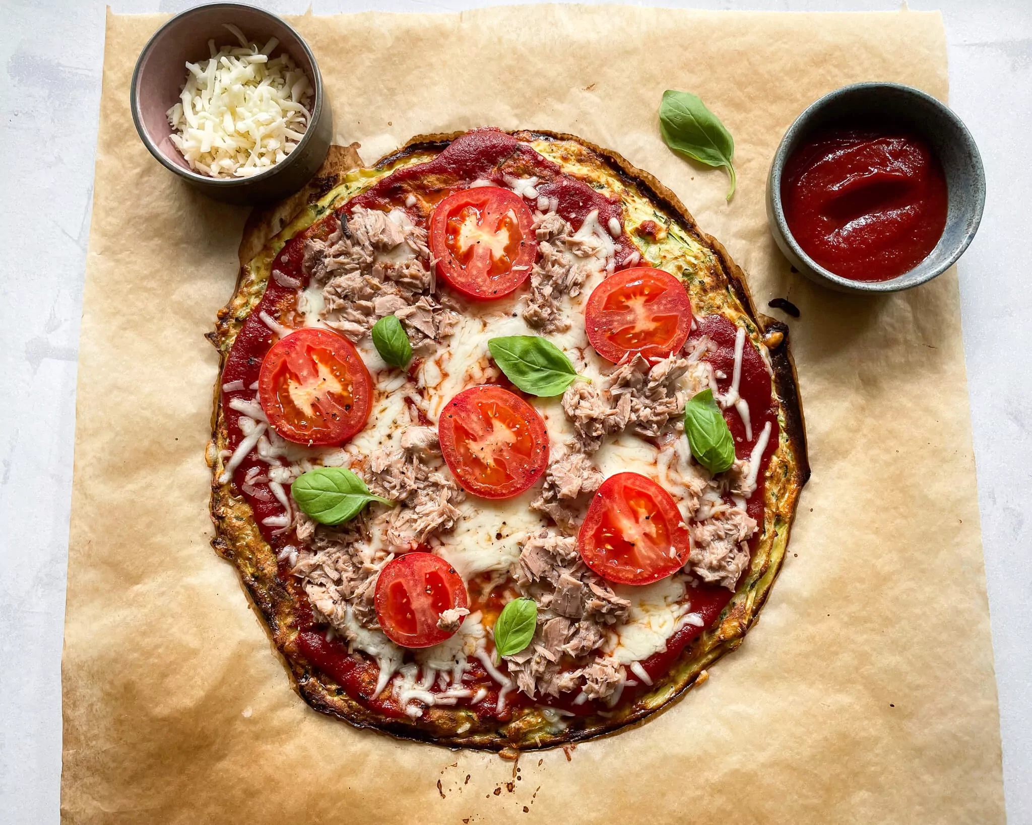 Pizza a base de calabacín (sin gluten)