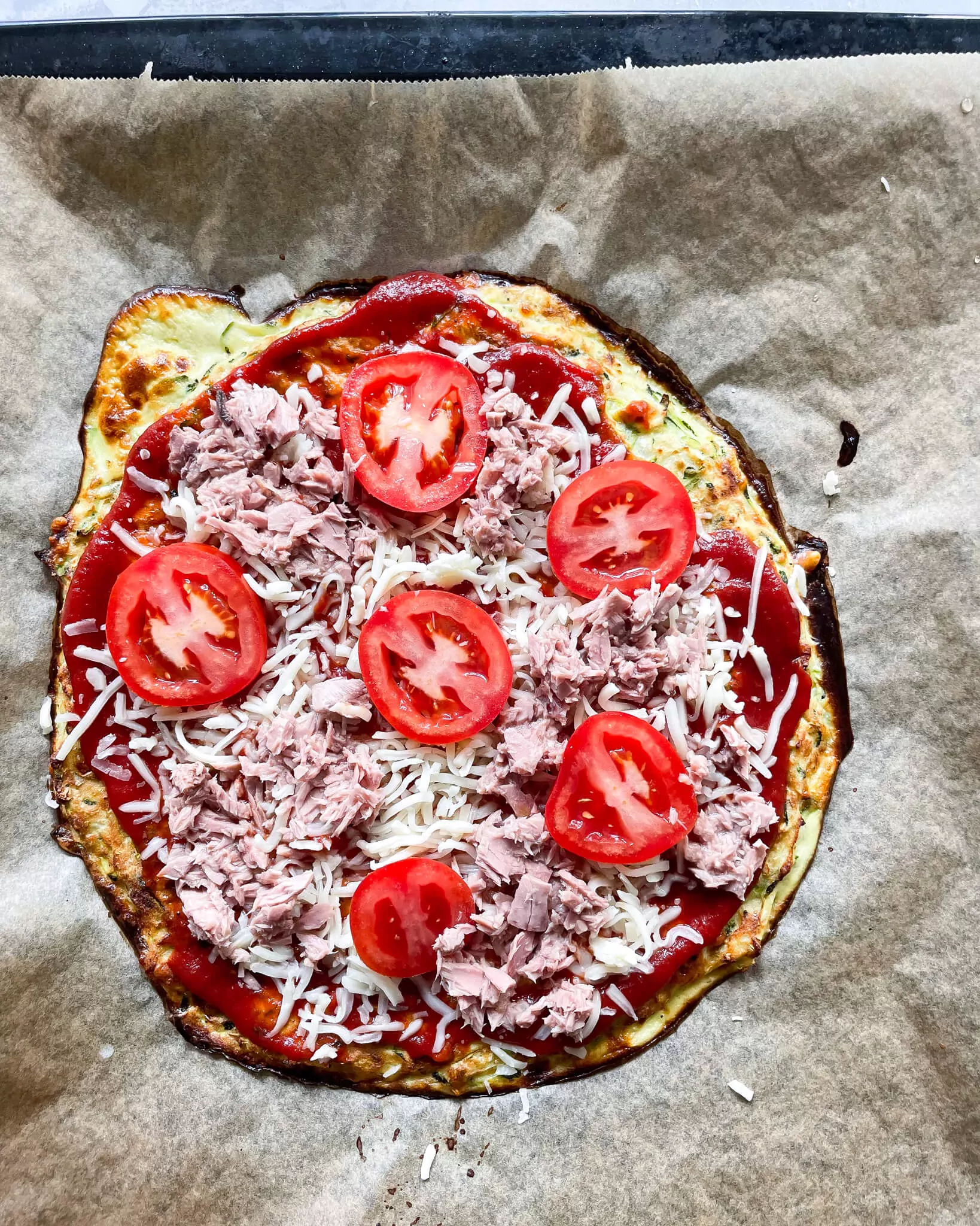 Pizza a base de calabacín (sin gluten)