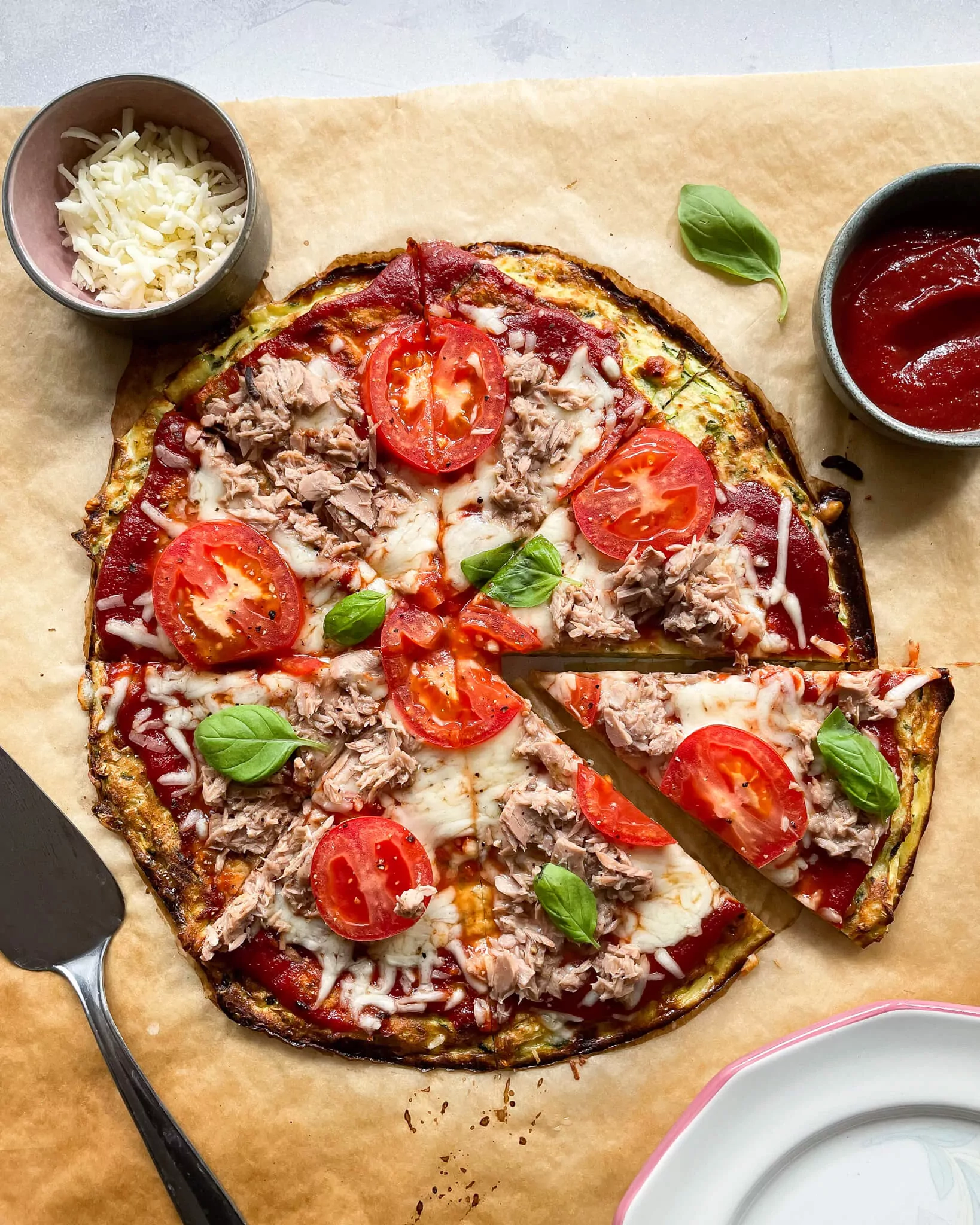 Pizza a base de calabacín (sin gluten)