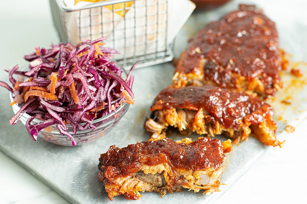 BBQ pork ribs baked in the oven foil