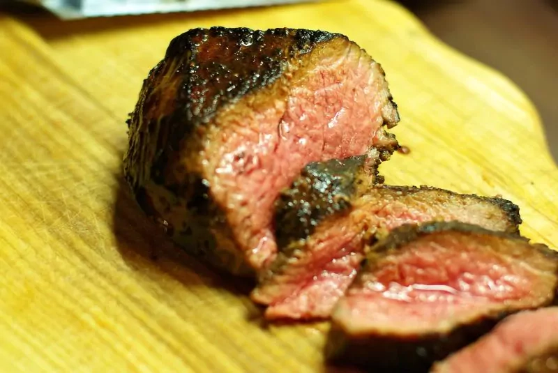 Medium Rare Steak - roast beef with wine sauce