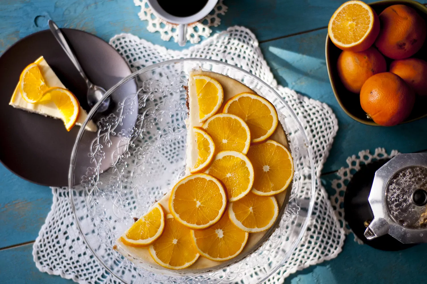 Varškės pyragas su apelsinais ir kondensuotu pienu