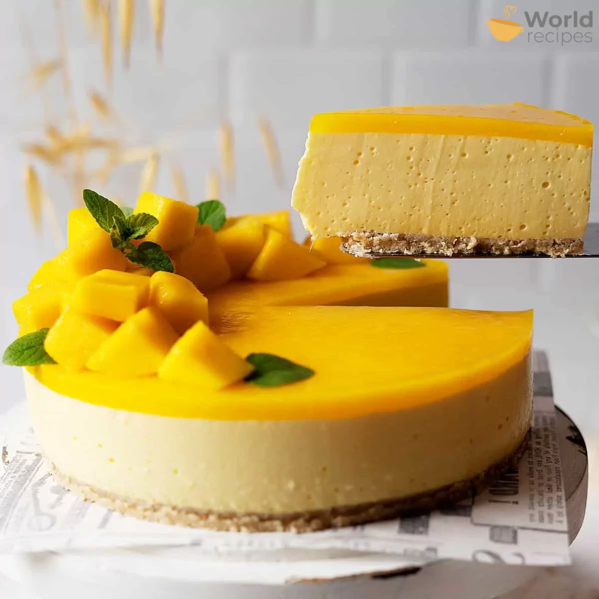Kreminio sūrio ir mangų tortas (cheesecake)