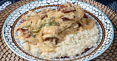 Vištienos krūtinėle su garstyčių padažu (pagaminta slow cooker - lėtpuodyje)