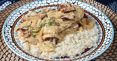 Vištienos krūtinėle su garstyčių padažu (pagaminta slow cooker - lėtpuodyje)