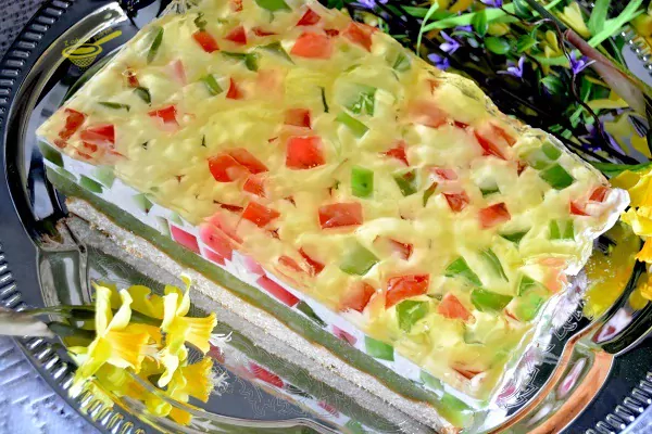 Ciasto “Wiosenka” jabłkami i kawałeczkami galaretki