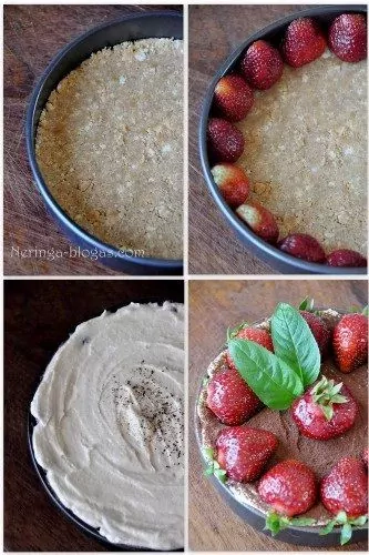 Nekeptas tortas su braškėmis