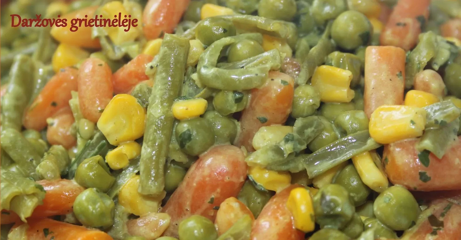 Šaldytų daržovių garnyras: Troškintos daržovės su grietinėlės padažu