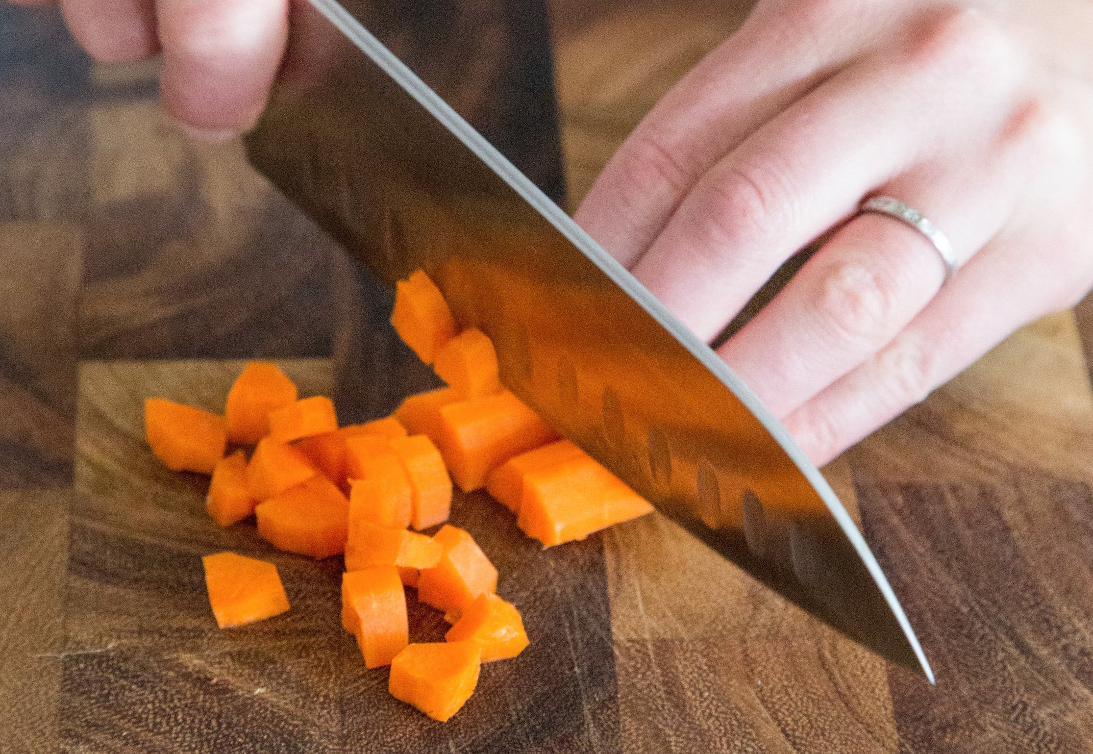 zanahorias cocidas en dados