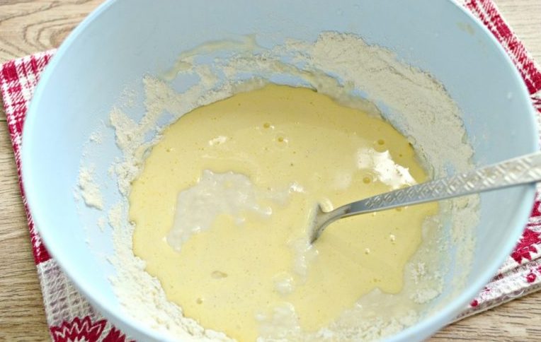 flour with oil milk and yolks