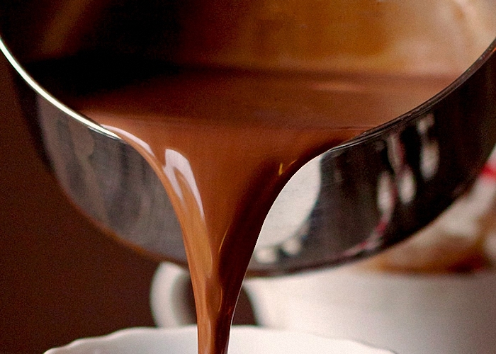 pouring melted chocolate